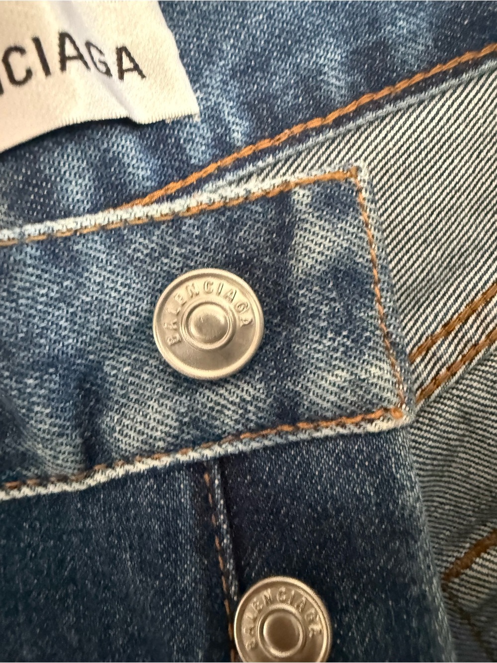 Balenciaga Blue Denim Jeans with Contrast Topstitching - Picture 8 of 9